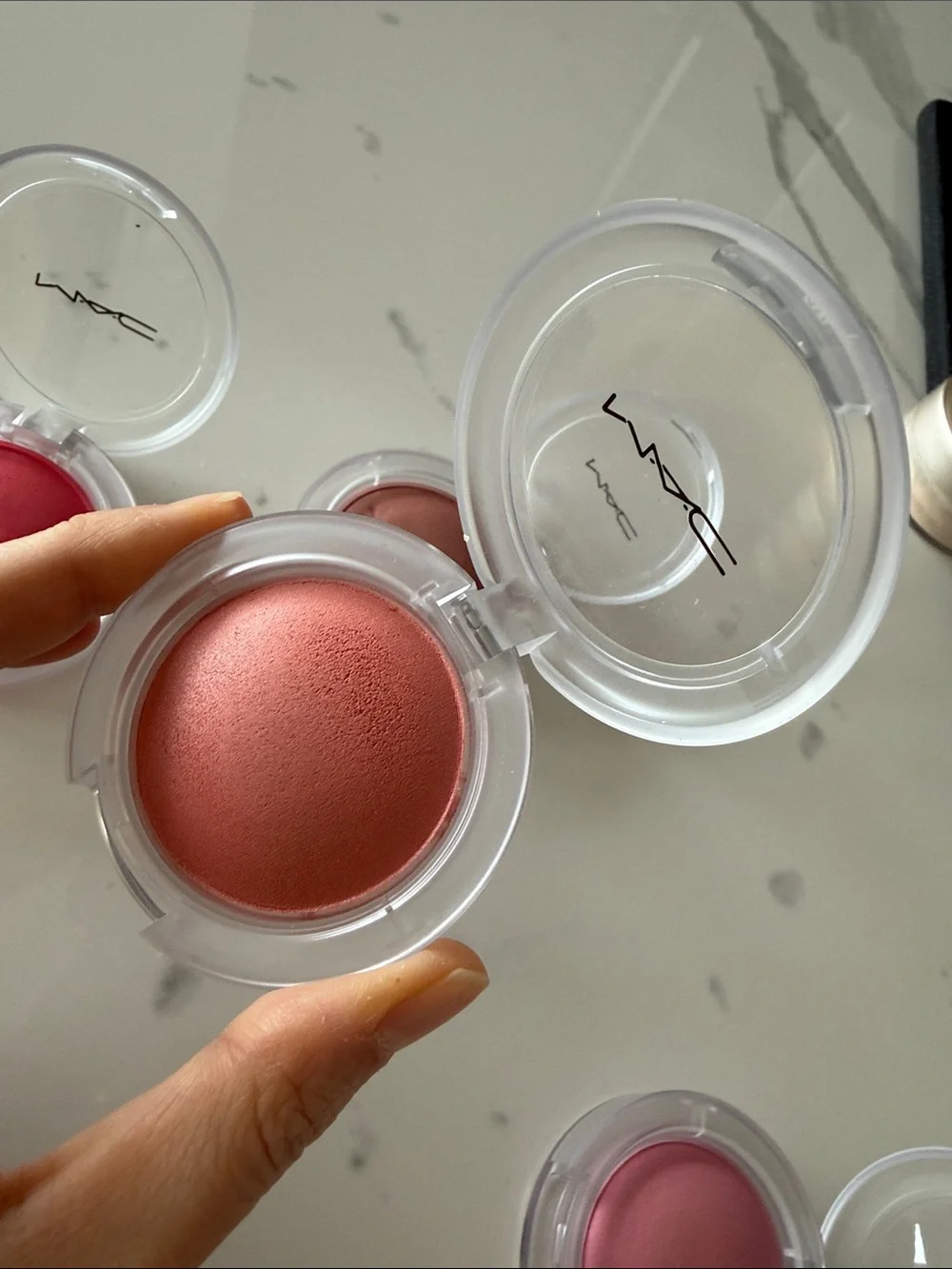 MAC glow play blush set - heat index, grand, blush please, totally synced